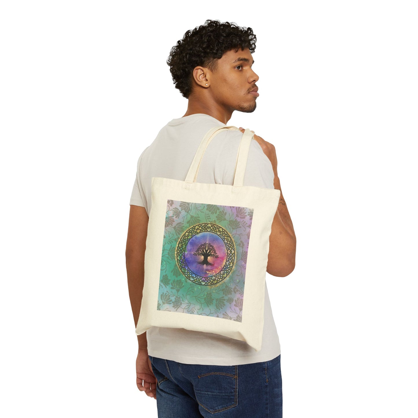 Vibrant and uplifting Celtic Tree of life Cotton Canvas Tote Bag