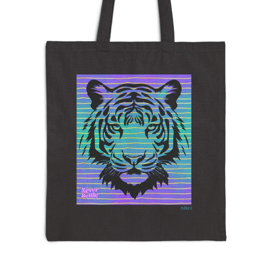 Striking Never Settle Tiger Silhouette Cotton Canvas Tote Bag