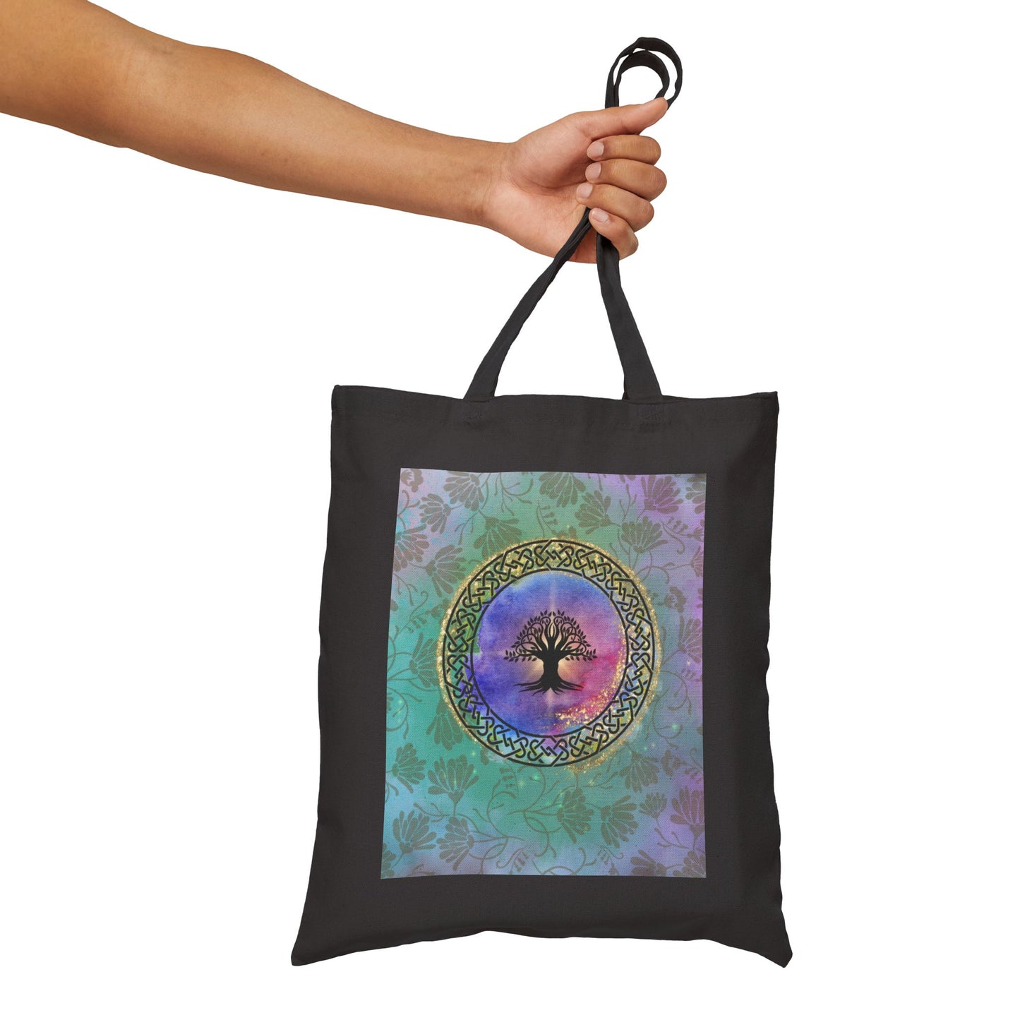 Vibrant and uplifting Celtic Tree of life Cotton Canvas Tote Bag