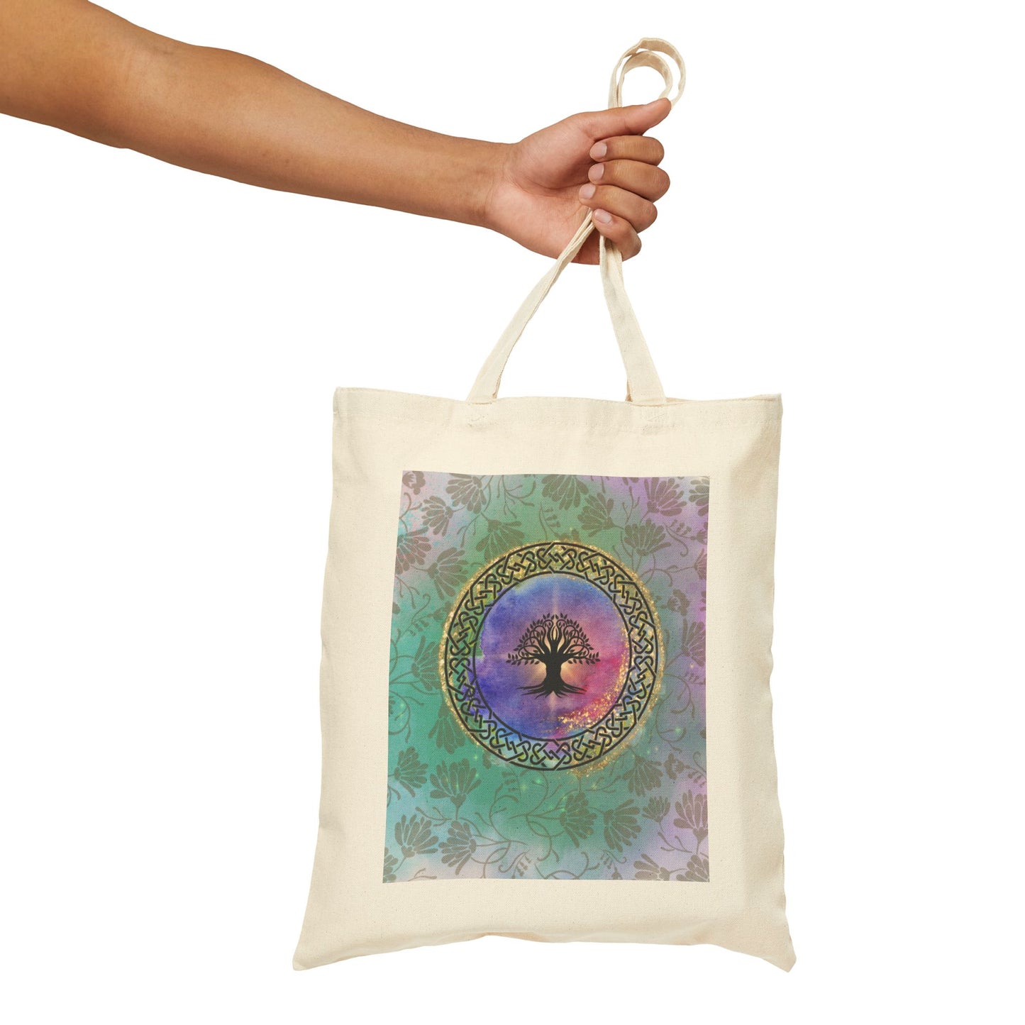 Vibrant and uplifting Celtic Tree of life Cotton Canvas Tote Bag