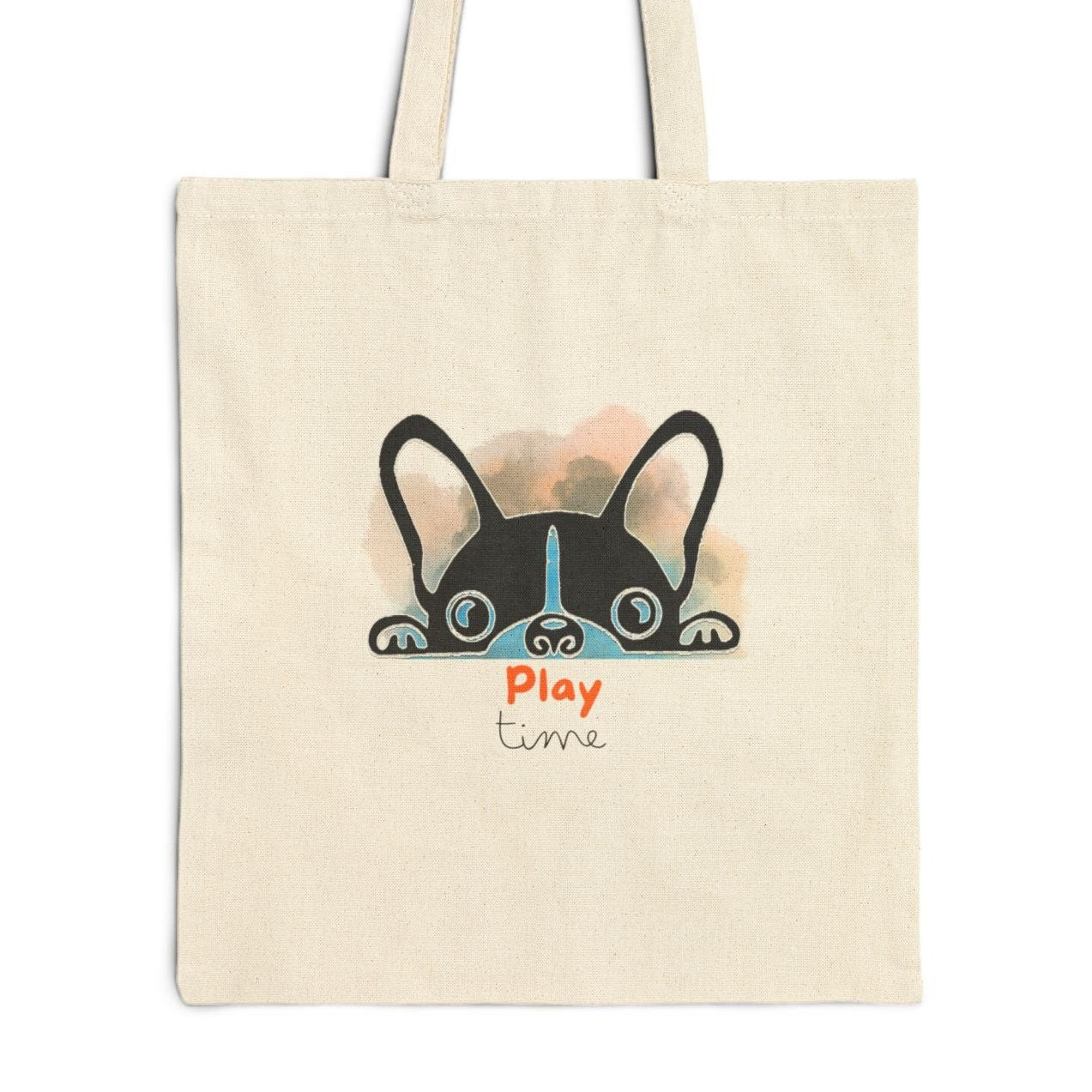 Doggy Fun Play time Cotton Canvas Tote Bag