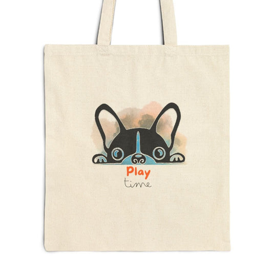 Doggy Fun Play time Cotton Canvas Tote Bag